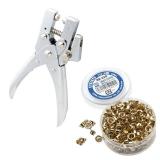 Kings County Tools Grommet Tool Document Fastener with 250 Eyelets - Brass-Plated Grommet Press Punches and Rivets - Eyelet Pliers for Paper, Cardboard, Plastic, and Leather