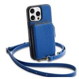 ZVE for iPhone 16 Pro Max Case Wallet, RFID Blocking Protective Handbag Flip Cover Crossbody Leather Case with Card Holder for iPhone 16 Pro Max 6.9" Navy Blue