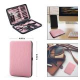 Manicure Set Professional Nail Clippers Kit Pedicure Care Tools- Stainless Steel Women Grooming Kit 18Pcs for Travel or Home (Pink)