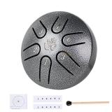 Yahpetes Steel Tongue Drum Musical Percussion Instrument Metal Rain Drum for Outside 3 Inch 6 Notes C-Key for Meditation Yoga Education Percussion with Bag, Music Book, Mallets (3"6 tone, Silver)