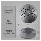 Yahpetes Steel Tongue Drum Musical Percussion Instrument Metal Rain Drum for Outside 3 Inch 6 Notes C-Key for Meditation Yoga Education Percussion with Bag, Music Book, Mallets (3"6 tone, Silver)