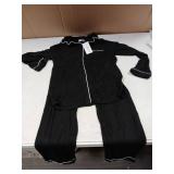 Veseacky Modal Night Sleep Cotton Soft PJs for Big Girls Classic Childrens Pajamas Black 13-14Y