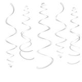 Silver Party Hanging Swirl Decorations Plastic Streamer for Ceiling, Pack of 28