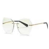AEVOGUE Sunglasses For Women Oversized Rimless Diamond Cutting Lens Sun Glasses AE0534 (Gold&Green)