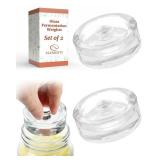 Elementi Fermentation Weight Set of 2 Easy Grip Glass Weights for Fermenting, Perfect Pickling & Canning Weights for Wide Mouth Mason Jars, Durable Soda-Lime Glass for Sauerkraut, Kimchi & More