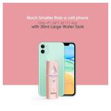 GIVERARE Nano Facial Steamer, Handy Mini Mister with Mirror, USB Rechargeable Mist Sprayer, Visual Water Tank Moisturizing&Hydrating for Face, Makeup, Skin Care, Eyelash Extensions-Pink