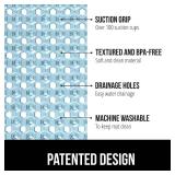 GORILLA GRIP Patented Square Shower Stall Mat, Small Bathtub Floor Mats for Stand Up Showers with Suction Cups and Drainage Holes, Machine Washable, Soft on Feet, Bathroom Accessories 21x21 Inch, Blue