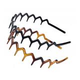KALIYOTO Zig Zag Headbands, Recycled Plastic Wavy Hair Band with Teeth, Headbands for Women and Men, Classic 90s Hair Accessories, (1 Black Color+1 Brown)