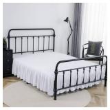 Xuan Dian Bed Skirt Queen Size Ruffled Bed Skirt with Split Corners, 14 Inch Drop Dust Ruffle Bed Skirt with Platform, White
