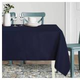 Sancua Rectangle Tablecloth - 60 x 84 Inch - Stain and Wrinkle Resistant Washable Polyester Table Cloth, Decorative Fabric Table Cover for Dining Tables, Buffet Parties and Camping, Navy