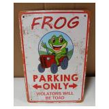 Frog Parking Only Metal Sign 8 x 12in