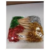 Holiday Cocktail Drink Picks with Tinsel 100pk