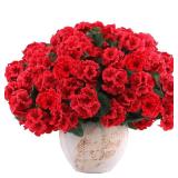 Hananona 12 Pcs Artificial Geranium Flowers for Outdoors Geranium Silk Red Flowers Outdoor UV Resistant Garden Plants Faux Flower for Christmas Home Kitchen Table Centerpieces Decor 10 Red