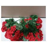 Hananona 12 Pcs Artificial Geranium Flowers for Outdoors Geranium Silk Red Flowers Outdoor UV Resistant Garden Plants Faux Flower for Christmas Home Kitchen Table Centerpieces Decor 10 Red