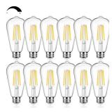 12Packs ST64 Large Vintage LED Edison Bulbs, 60W Equivalent 7W, 800Lumens, Dimmable Antique LED Filament, 2700K Warm White, E26 Medium Base Light Bulbs High Brightness Clear Glass for Bedroom Office