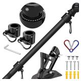 ZMTECH Flag Pole - Upgraded Bracket, 6 FT Stainless Steel Flag Poles for Outside House, Residential or Commerical, Tangle Free Flag Pole Kit for American Flag (Without Flag, Black)