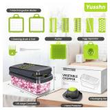 Yusshn Vegetable Chopper,12-in-1 Multifunctional Food Chopper,Professional Onion Chopper with 7 Blades,Vegetable Cutter with Container for Salad,Potato,Carrot,and Garlic; Essential Kitchen Tool(Grey)