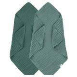 SWEET DOLPHIN Muslin Baby Bath Towels Blanket - 2 Pack 100% Cotton Towel for Babies, Infants, Toddlers - 40x40Inch - Highly Absorbent, Deep Emerald