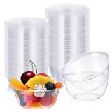 Thenshop 100 Pcs 12 oz Clear Plastic Bowls Disposable Serving Bowls Bulk Transparent Ice Cream Salad Dessert Plates for Party, Wedding, Buffet, BBQ, Dessert Shop, Catering Supplies