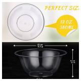 Thenshop 100 Pcs 12 oz Clear Plastic Bowls Disposable Serving Bowls Bulk Transparent Ice Cream Salad Dessert Plates for Party, Wedding, Buffet, BBQ, Dessert Shop, Catering Supplies