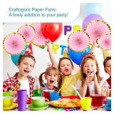 Craftopia Paper Fans - Pink & Gold - Set of 6 3D Hanging Fans for Birthday, Colorful Baby Shower, or Classroom Bulletin Decorations - Paper Garlands, 15.7x7.8x11.8 inches