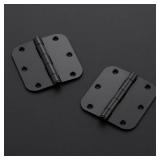 Ravinte 18 Pack Matte Black Door Hinges 3.5"x 3.5" Door Hardware Controls Rounded 5/8" Radius Corners Interior Door Hinges, Steel Bifold Residential Standard Black Hinges 3.5" for Interior Doors