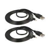 TENINYU USB 2.0 A Male to Right Angled 90 Degree DC 4.0x1.7 mm 5 Volt 24AWG DC Barrel Jack Power Cable 3FT, Black (Max 2.5 Ampere Power Cable, Center PIN Positive),2Pack