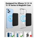 Magnetic Card Wallet Holder with MagSafe for iPhone 17/16/15/14/13/12 Series,RFID Blocking Vegan Leather,Black
