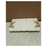 Warmtree Vintage Jewelry Organizer, Decorative Tray for Jewelry, Towel, Storage, Rings, Bracelets, Earrings, Cosmetics, Retro Design, Bow Decor Resin Plate Coquette for Room Decor, White
