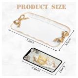 Warmtree Vintage Jewelry Organizer, Decorative Tray for Jewelry, Towel, Storage, Rings, Bracelets, Earrings, Cosmetics, Retro Design, Bow Decor Resin Plate Coquette for Room Decor, White