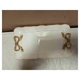Warmtree Vintage Jewelry Organizer, Decorative Tray for Jewelry, Towel, Storage, Rings, Bracelets, Earrings, Cosmetics, Retro Design, Bow Decor Resin Plate Coquette for Room Decor, White