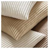 MIULEE Winter Pack of 2 Corduroy Pillow Covers Soft Soild Cushion Cases Decorative Square Throw Pillow Covers Cream White Pillowcases for Sofa Bedroom Car 20 x 20 Inch 50 x 50 Cm