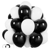 100pcs Black and White Balloons 12 Inch Thickened Latex Balloons for Birthday Wedding Graduation Party Decorations (Black White balloon)
