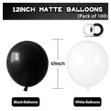 100pcs Black and White Balloons 12 Inch Thickened Latex Balloons for Birthday Wedding Graduation Party Decorations (Black White balloon)