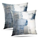 Alricc Set of 2 Grey Throw Pillow Covers Blue and Grey Art Decorative Cushion Cover for Home Bedroom Sofa Living Room 16X16 Inches