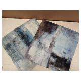 Alricc Set of 2 Grey Throw Pillow Covers Blue and Grey Art Decorative Cushion Cover for Home Bedroom Sofa Living Room 16X16 Inches