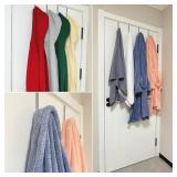 Mars-Rock Over The Door Metal Hooks with Plastic Coating 5.5\" Fit 0.5" to 1 3/8" Door 4 Pcs Heavy Duty Single Towel Robe Rack Wreath Bathroom Shower Hanger Shoe Organizer Ironing Board Short Grey