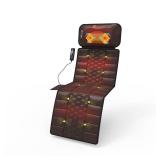 DOPICT Massage-Mat, Detachable Neck Massager, Full Body Vibration Heating, Massage Pad with 10 Vibrating Motors and 9 Speed Settings for Home Office Use, Brown