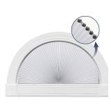 Grandekor No Drill Arch Window Shades Blackout 24\" X 48\" Honeycomb Blinds for Half Circle Windows Room Darkening Kitchen Nursery Living Room Bedroom White