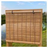 XIUXIU Bamboo Roller Shades Roman Shades for Window Roll Up Blinds for Home Light Filtering Indoor Outdoor Patio A24 W x 48\" H