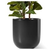 LE TAUCI 12 Inch Pots for Plants, Ceramic Large Planters for Home Garden Patio Office, Indoor Modern Plant Pots with Drainage Hole and Rubber Plug, Black