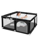 Suposeu Baby Playpen, Sturdy and Safety Playard with Soft Breathable Mesh, Indoor and Outdoor Baby Fence, Portable Playpen for Babies and Toddlers, Black