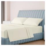 Carressa Linen 100% Egyptian Cotton Split King Sheets Sets for Adjustable Bed - 1000 Thread Count 5 PC Top Split King Sheet for Sleep Number Bed, Cooling Sheets, Fits Mattress Upto 18\" - Ivory