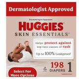 Huggies Size 1 Diapers, Skin Essentials Baby Diapers, Size 1 (8-14 lbs), 198 Count (3 Packs of 66)