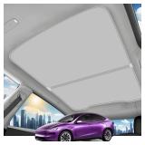 TSLDRV 2025 Upgrade Sunshade Roof for Tesla Model Y Juniper [No-Gap/Sag-Free] Middle Magnetic Component Glass Roof Sunshade Heat Insulation for Tesla Model Y Juniper Accessories Gray