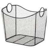 Deco 79 Metal Decorative and Functional Storage Basket Deep Basket Organizer with Round Handles, Basket for Storage 20\" x 18\" x 20\", Black