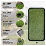 Ottomanson Artificial Grass Puppy Potty Training Pad with Tray, 15\" x 30\" Reusable Pee Pad for Small Pets and Dogs