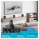 Acoustic Audio AA5172 700W Bluetooth Home Theater 5.1 Speaker System with FM Tuner, USB, SD Card, Remote Control, Powered Sub (6 Speakers, 5.1 Channels, Black with Gray)