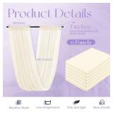 REWOMC 6 Panels Ivory Ceiling Drapes for Wedding, 5ftx40ft Cheesecloth Sheer Fabric Curtain Arch Draping, Romantic Decorations for Party Ceremony Stage