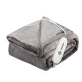 JIAMEIDING Electric Heated Blanket Throw, Super Soft Flannel 50\" x 60\" Heating Throw with 3 Fast Heating Levels & 4 Hours Auto Off, Machine Washable, ETL&FCC Certification, Home Office Use, Grey